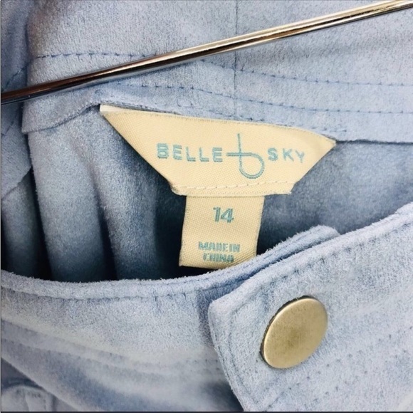 4/$45 BELLE SKY Vintage Pale Blue Sueded Look Flared Mini Length Skirt Curvy 14 - Picture 6 of 7